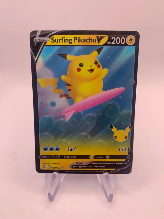 Pokemon Karte V Surfing Pikachu 8/25 Englisch