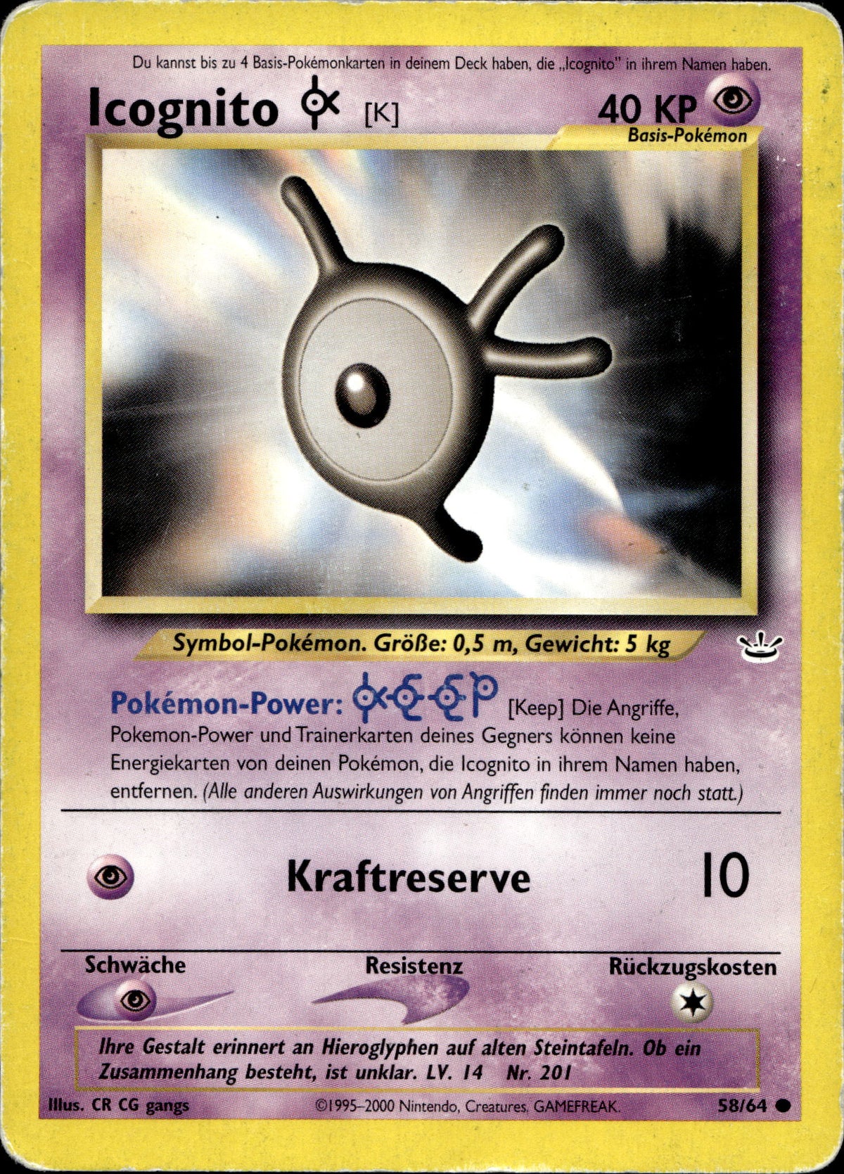 Icognito K 58/64 Deutsch – Vorderseite