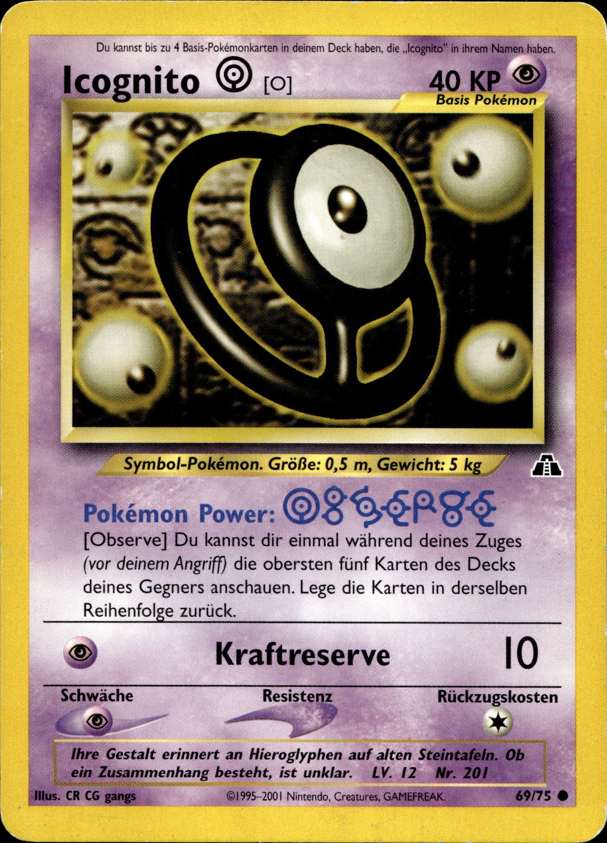 Icognito O 69/75 Deutsch – Vorderseite
