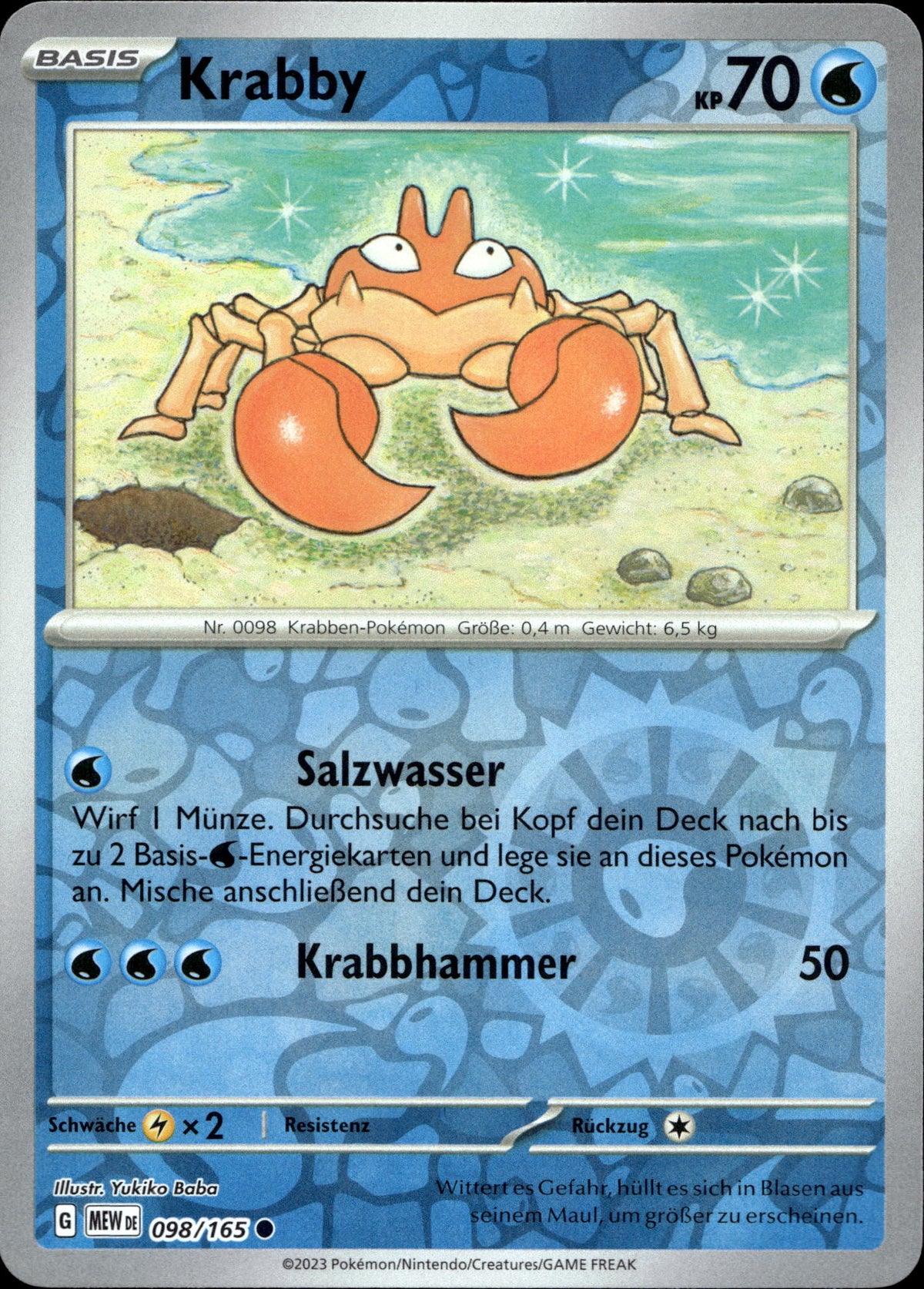 Krabby 98/165 Reverse Holo Deutsch – Vorderseite