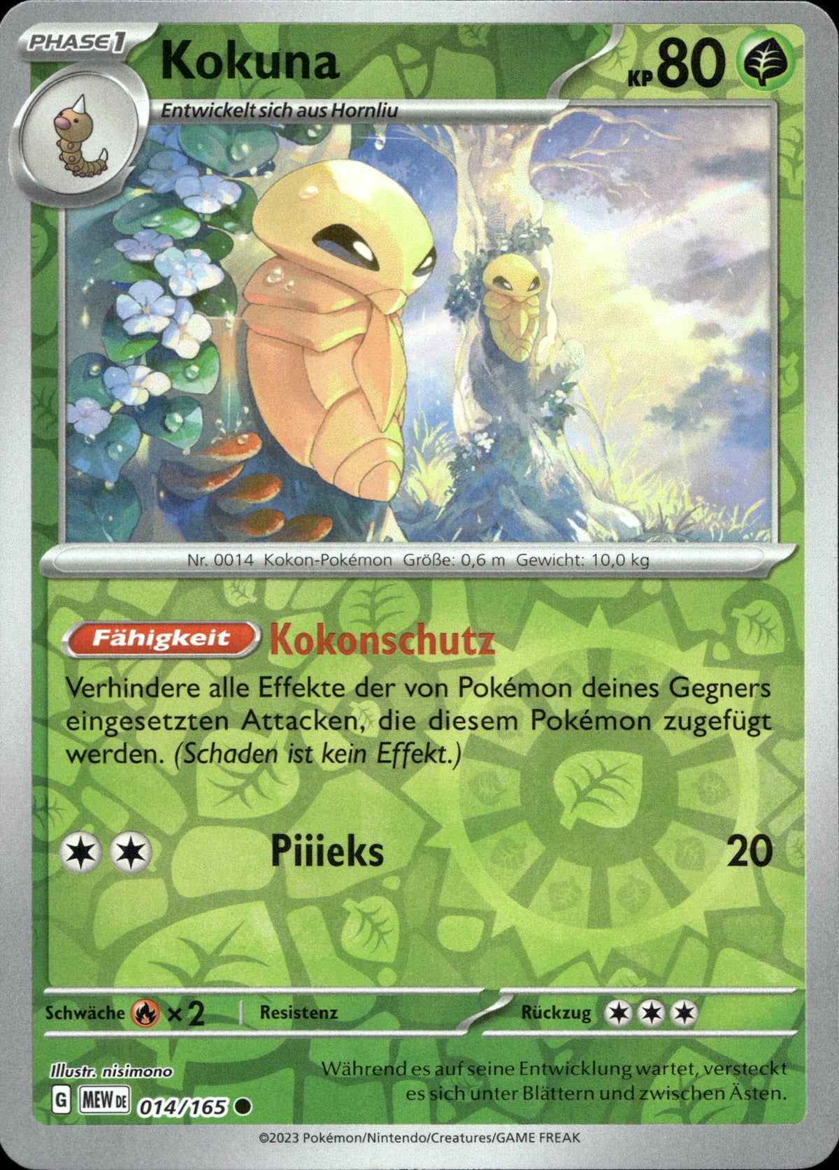 Kokuna 14/165 Reverse Holo Deutsch – Vorderseite