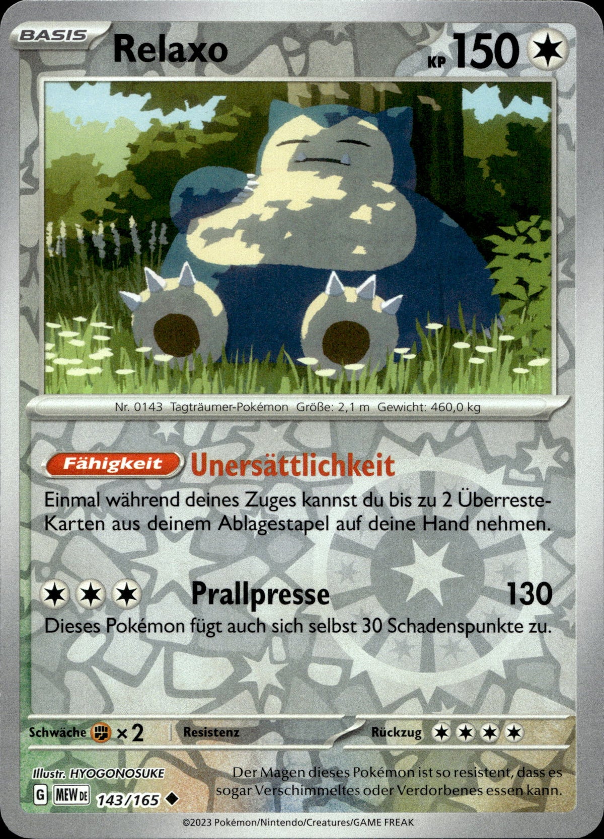 Relaxo 143/165 Reverse Holo Deutsch – Vorderseite