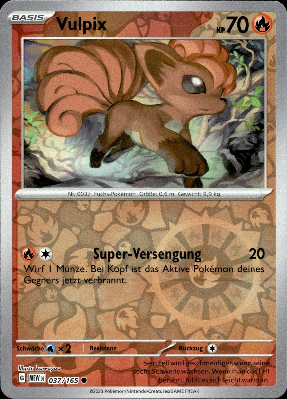 Vulpix 37/165 Reverse Holo Deutsch – Vorderseite