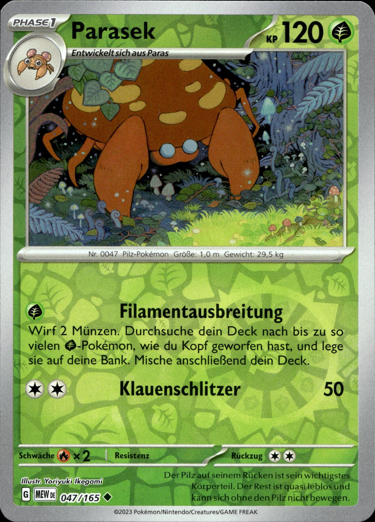 Parasek 47/165 Reverse Holo Deutsch – Vorderseite