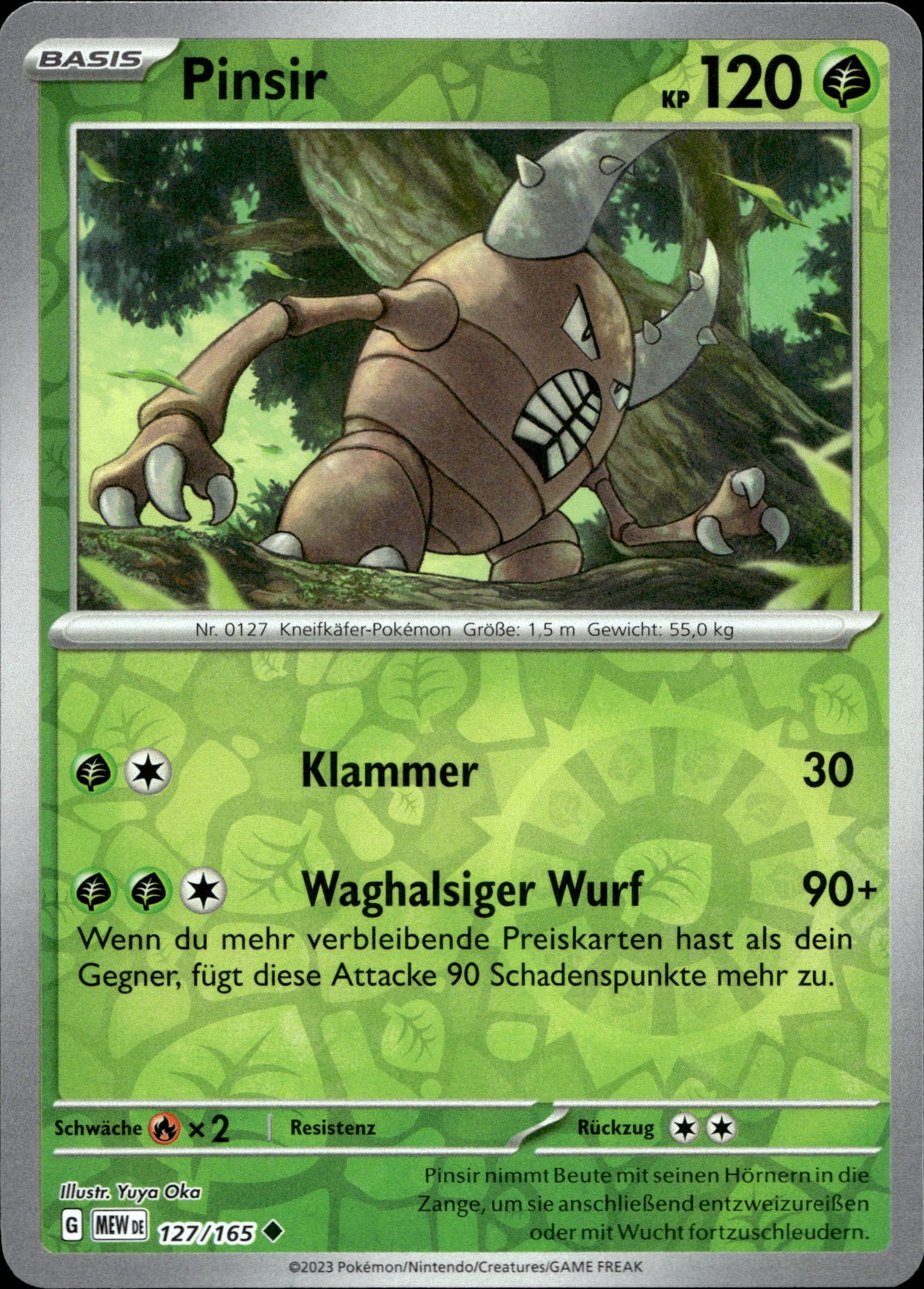 Pinsir 127/165 Reverse Holo Deutsch – Vorderseite