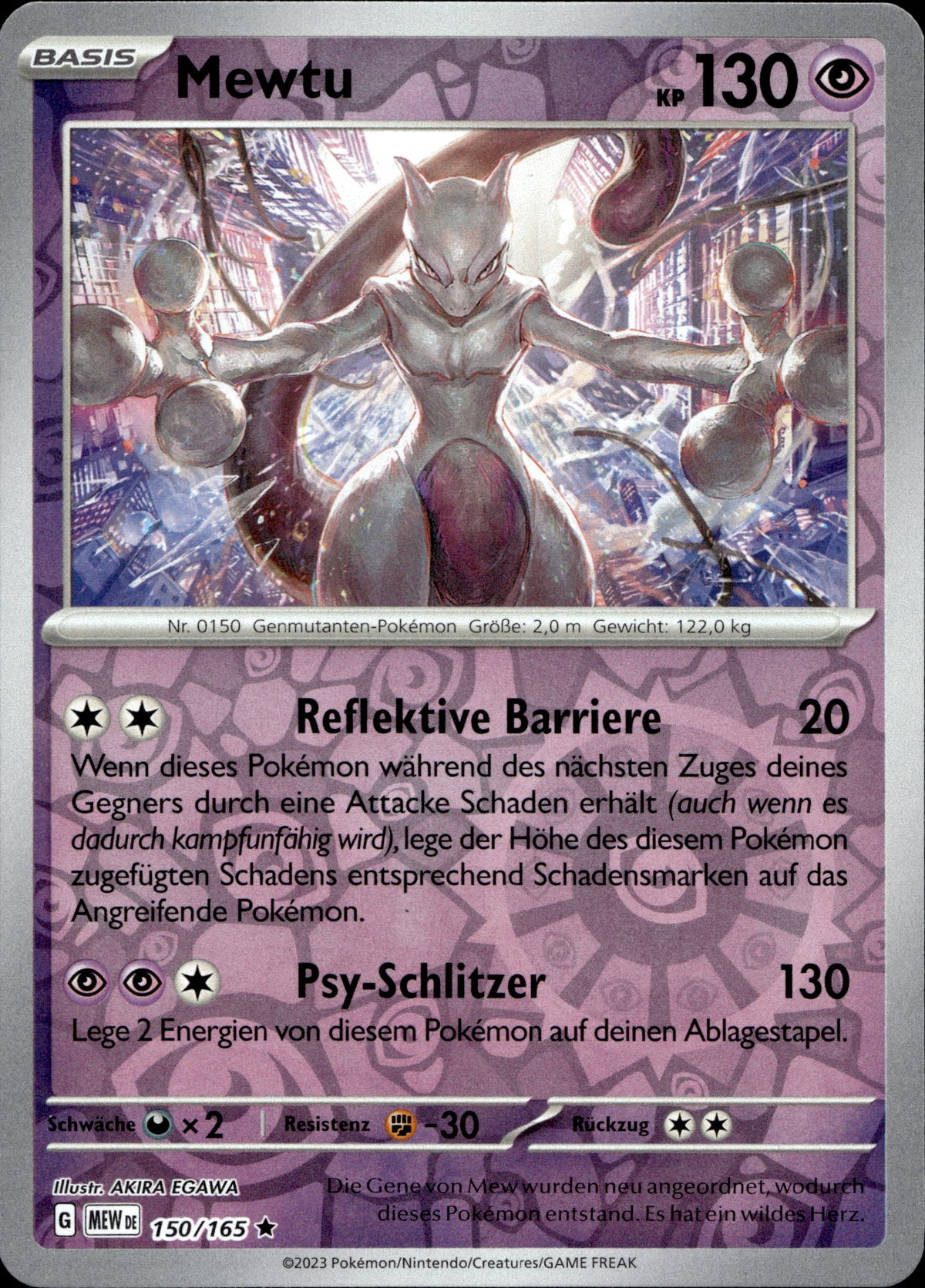 Mewtu 150/165 Reverse Holo Deutsch – Vorderseite