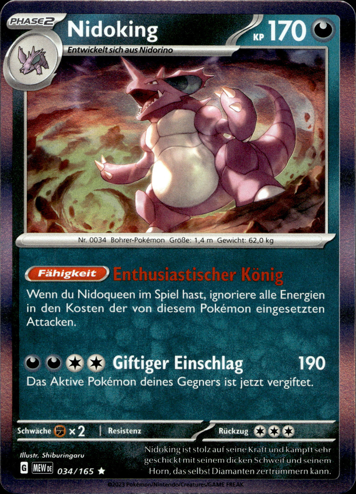 Nidoking 34/165 Holo Deutsch – Vorderseite