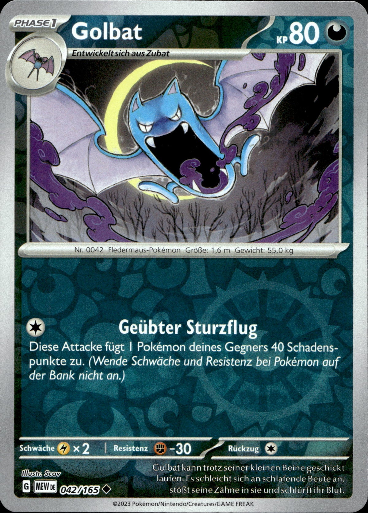 Golbat 42/165 Reverse Holo Deutsch – Vorderseite