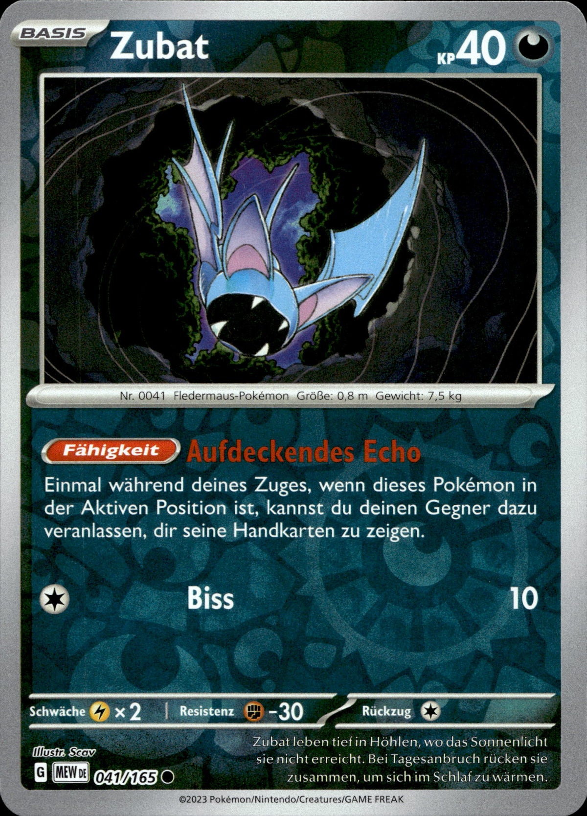 Zubat 41/165 Reverse Holo Deutsch – Vorderseite