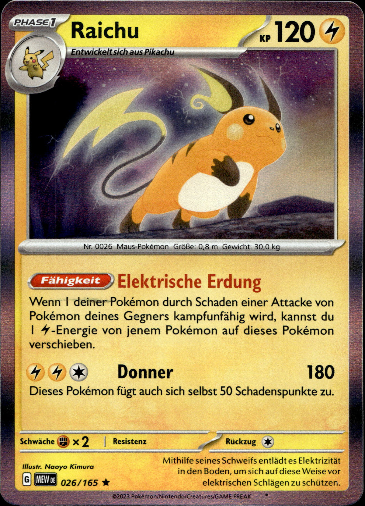 Raichu 26/165 Holo Deutsch – Vorderseite