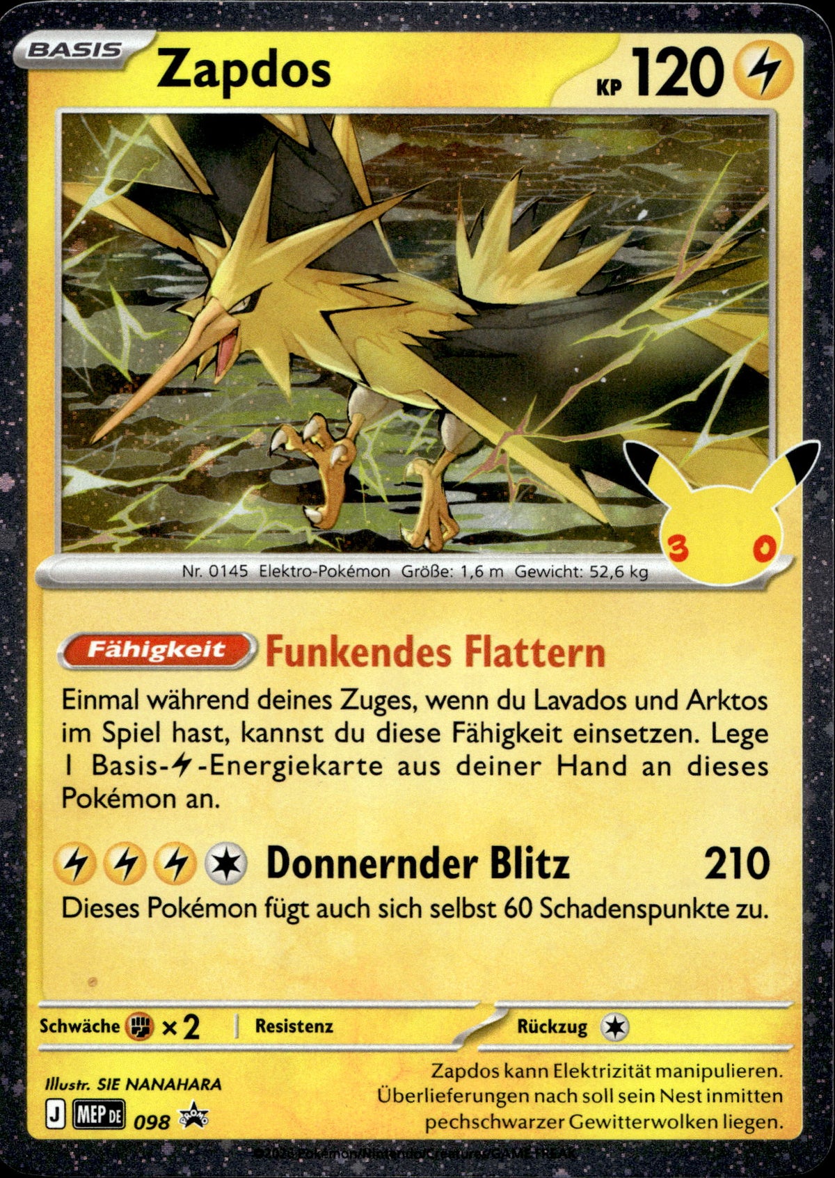 Zapdos 098 Deutsch – Vorderseite
